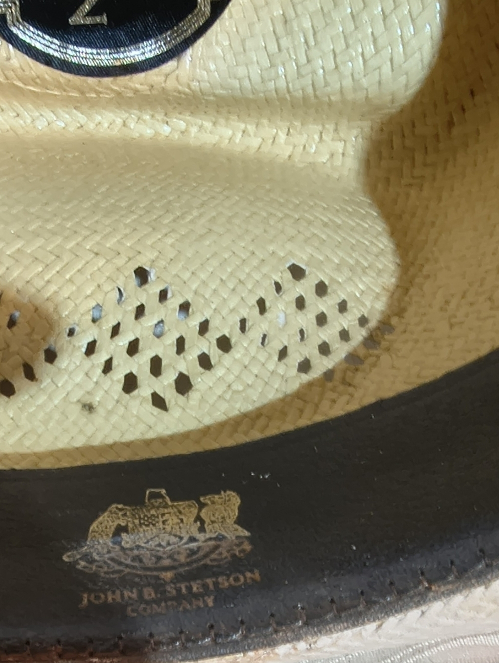 Men's Stetson Straw Cowboy Hat "Roadrunner" 7, Vintage With New Feather Hat Band - Picture 8 of 9